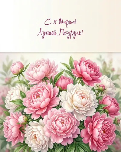открытка с 8 марта! лучшей подруге! — peonies 03